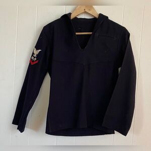 Vintage WW2 Navy Uniform Top Small Blue Wool Patch Cracker Jack Sailor READ